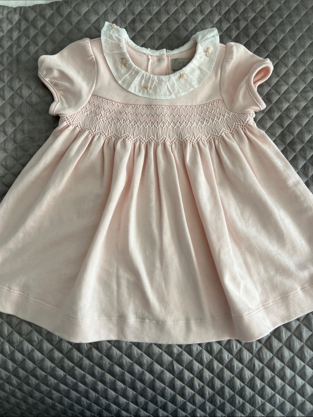 Baby Girl Smocked Pink Formal Dress with Peter Pan Collar